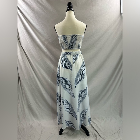 Boho White Tropical Print Tube Top & Split Thigh Skirt* - Picture 10 of 10